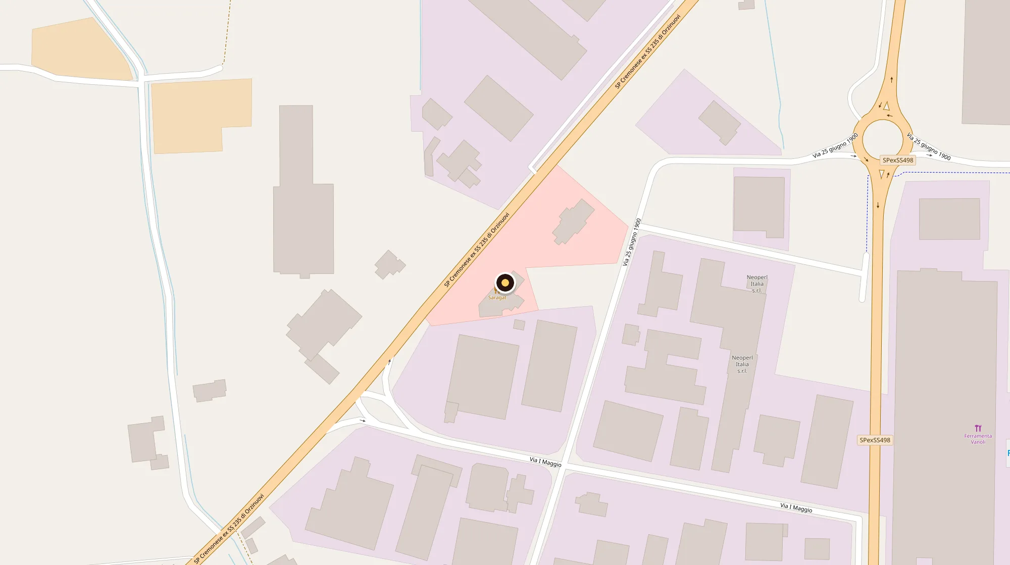Mappa della zona: Saragàt si trova in Via Milano 25 a Soncino